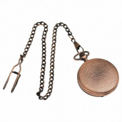 Měď Tone Chain Quartz Pocket Watch Baterie Obsahuje 42cm (16-1/2"), prodávané na balení 1