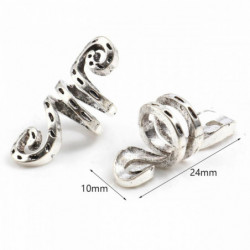 Zinková slitina na bázi spaceru na vlasy Dreadlock Beads Spring Antique Silver Color Spiral Přibližně 24mm x 10mm otvor: