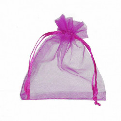 Organza Dřevěné tašky Fuchsia 12cm x9cm (4 6/8" x3 4/8"), 4 ks