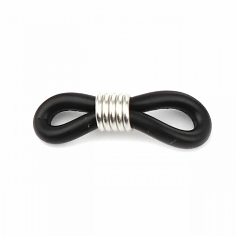 Silikonové konektory Infinity Symbol stříbrný tón černý 20mm x 6mm 50 ks