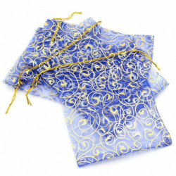 Organza Organza Šperky Tašky Drawstring Obdélníkové Royal Blue Vyřezávaný vzor 20cm x 15cm 30 ks