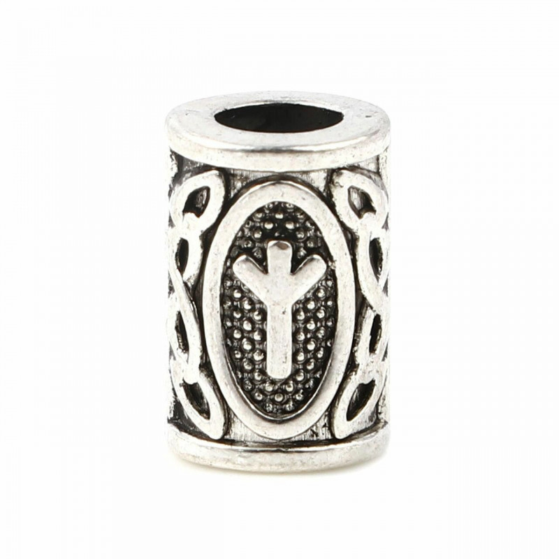 Slitiny na bázi zinku distanční vlasy pletení Dreadlock korálky válec Starožitné stříbrné barvy Viking Rune asi 13 mm x 8 mm