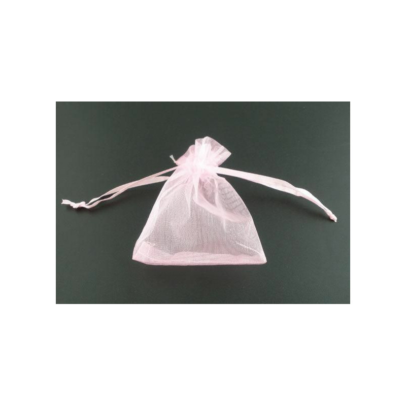 Organza šperky tašky šňůrky obdélník růžový 12cm x9cm (4 6/8 "x3 4/8"), 4 ks