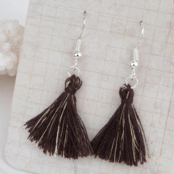 Polyesterové náušnice Tassel Silver Plated Coffee 5.2cm(2"), Post/Wire Velikost: (21 měřítka), 1 pár