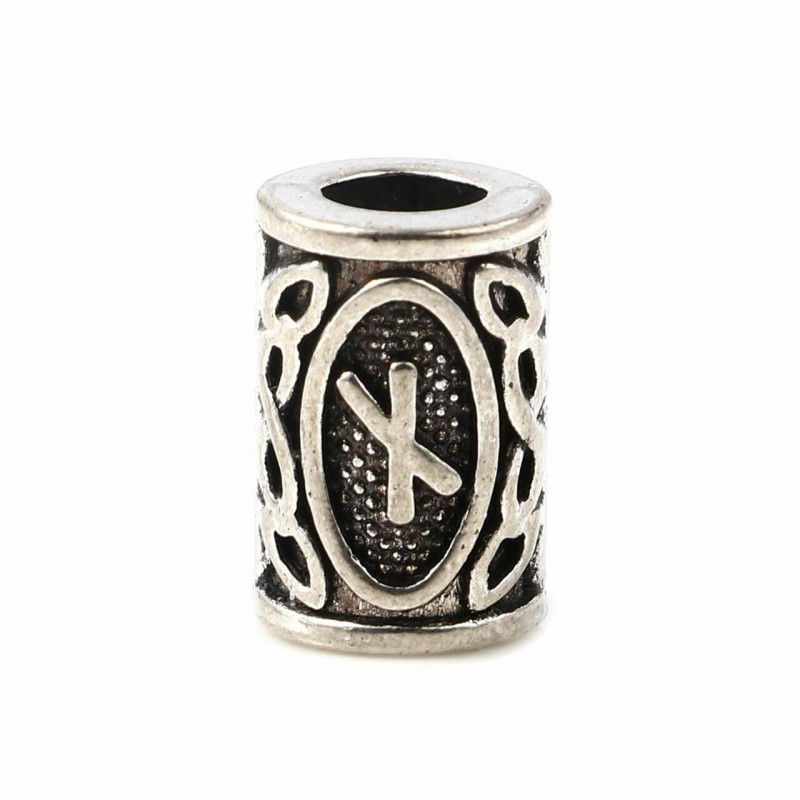 Zinková slitina na bázi spaceru na vlasy Dreadlock Beads Cylinder Antique Silver Color Viking Rune Přibližně 13mm x 8mm otvor: