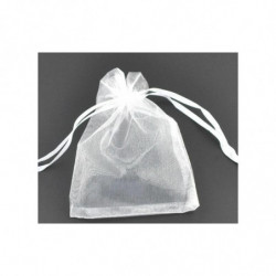 Organza Šperkové tašky Drawstring Obdélníkové bílé 12cm x9cm(4 6/8" x3 4/8"), 4 ks