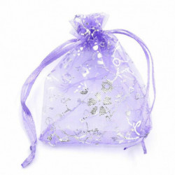 Organza šperky tašky šňůrky obdélník fialové révy vzor 9cm x7cm (3 4/8 "x2 6/8"), 4 ks