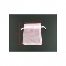 Organza Šperky Bags Drawstring Obdélníkové Růžové 9cm x7cm(3 4/8" x2 6/8"), 5 ks