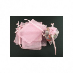 Organza Šperky Bags Drawstring Obdélníkové Růžové 9cm x7cm(3 4/8" x2 6/8"), 5 ks