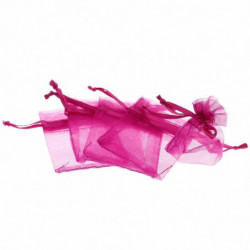 Organza šperky tašky šňůrky obdélník Fuchsie 7cm x5cm (2 6/8 "x2"), 5 ks