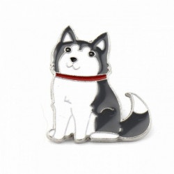 Pin Brože Husky zvíře šedá smalt 28mm x 24mm 1 kus