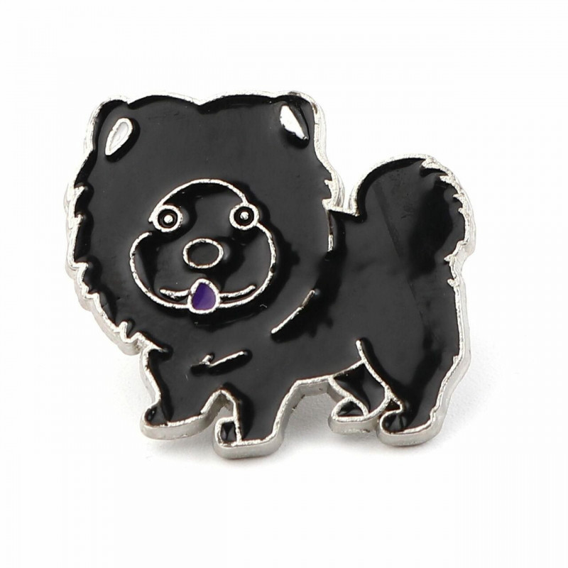 Pin Brože Chow Chow pes černý smalt 26mm x 24mm 1 kus