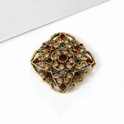 Zinek na bázi slitiny Pin Brože Flower Antique Bronz Orange drahokamu 3.8 cm x 3.8 cm 1 kus