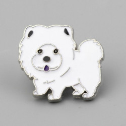 Pin Brože Chow Chow pes bílý smalt 26mm x 24mm 1 kus