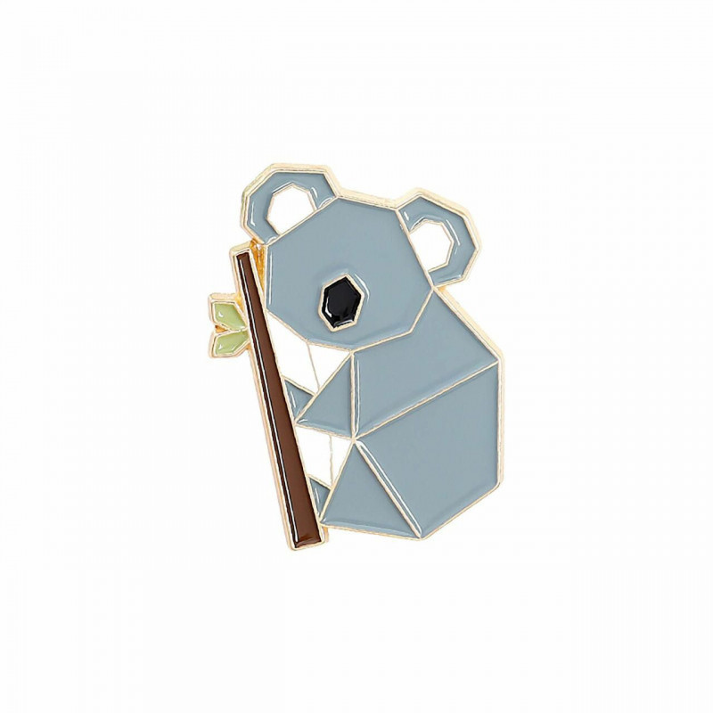 Origami Pin Brože Koala zvířecí šedá smalt 31 mm x 23 mm 1 kus