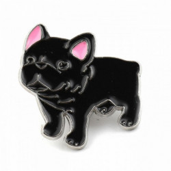 Pin Brože Bulldog Animal Black smalt 24mm x 23mm 1 kus