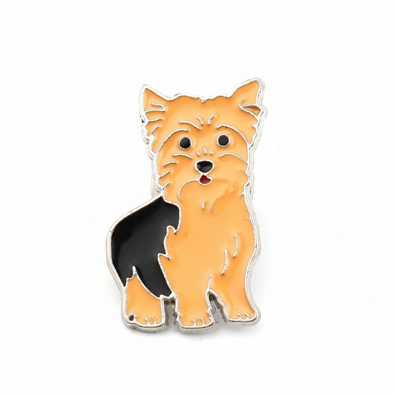 Pin Brože Yorkie Animal Orange smalt 27mm x 17mm 1 kus