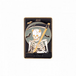 Zinek na bázi slitiny Tarot Pin Brooches Obdélníkové Skeletové lebky Poselství " DEATH " Multicolor Enamel 30mm x 21mm 1 kus