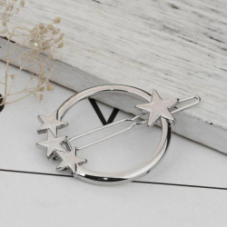 Sponky do vlasů zjištění kruh prsten stříbrný tón Pentagram hvězda 54mm x 36mm 2 ks