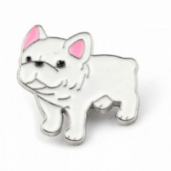 Pin Brože Bulldog zvíře bílý smalt 24 mm x 23 mm 1 kus