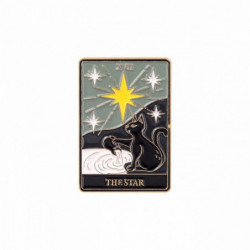 Slitiny na bázi zinku Tarot Pin Brože obdélník kočičí zpráva "hvězda" vícebarevný smalt 30mm x 21mm 1 kus