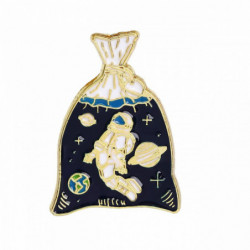 Slitiny na bázi zinku Pin Brože Astronaut Spaceman pozlacené 3cm x 2.1 cm 1 kus