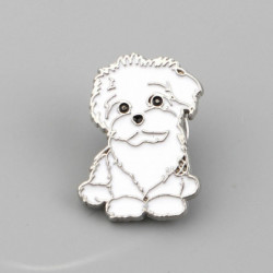 Pin Brože Bichon Frise zvířecí bílý smalt 25mm x 18mm 1 kus