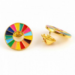 Pin Brooches kruhové prsteny desky Multicolor Enamel 20mm Dia., 1 kus