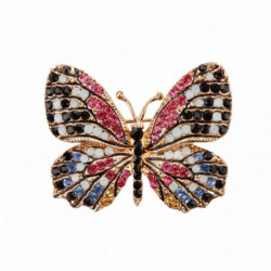 Hmyz Pin Brooches Butterfly Zvířecí zlato Ploché Multicolor Rhinestone 45mm x 37mm 1 kus UP059600