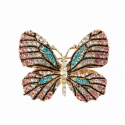 Hmyz Pin Brooches Butterfly Zvířecí zlato Ploché Multicolor Rhinestone 45mm x 37mm 1 kus