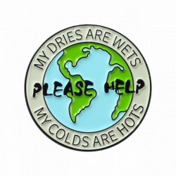 Zinková slitina na bázi ochrany životního prostředí Pin Brooches Planet Earth Round Message " PLEASE HELP " Blue & Green Enamel