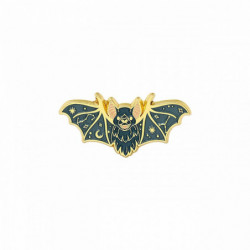 Pin Brože Halloween Bat zvíře pozlacené Navy Blue smalt 31mm x 15mm 1 kus