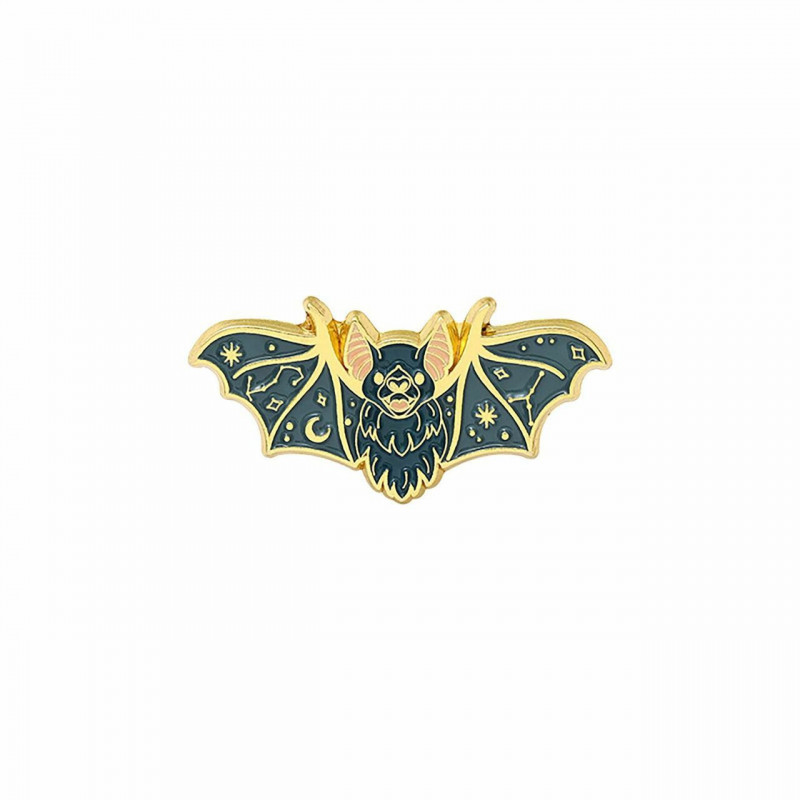 Pin Brože Halloween Bat zvíře pozlacené Navy Blue smalt 31mm x 15mm 1 kus