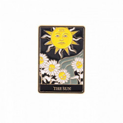 Zinek na bázi slitiny Tarot Pin Brooches Obdélníkové květinové poselství " THE SUN " Multicolor Enamel 30mm x 21mm 1 kus