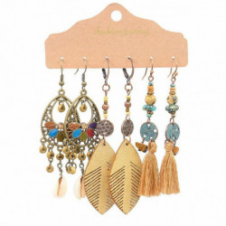 Boho Chic Bohemia náušnice vícebarevný list Střapec 11.8 cm 1 sada (3 páry / Sada)