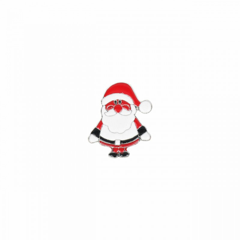 Pin Brože Vánoční Santa Claus bílý a červený smalt 26mm x 22mm 1 kus