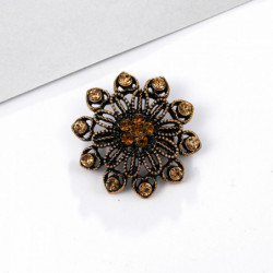 Slitina na bázi zinku Pin Brože květina starožitný bronz káva drahokamu 3.3 cm x 3.3 cm 1 kus