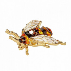 Hmyz Pin Brooches Bee Zvířecí Zlato Plátěné Kávové Enamel 28mm x 24mm 1 kus