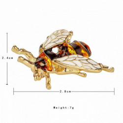 Hmyz Pin Brooches Bee Zvířecí Zlato Plátěné Kávové Enamel 28mm x 24mm 1 kus