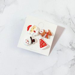 Akrylové Pin Brože Vánoční Santa Claus jelen smíšené barvy 26mm x 20mm-22mm x 19mm 1 sada (4 ks / sada)