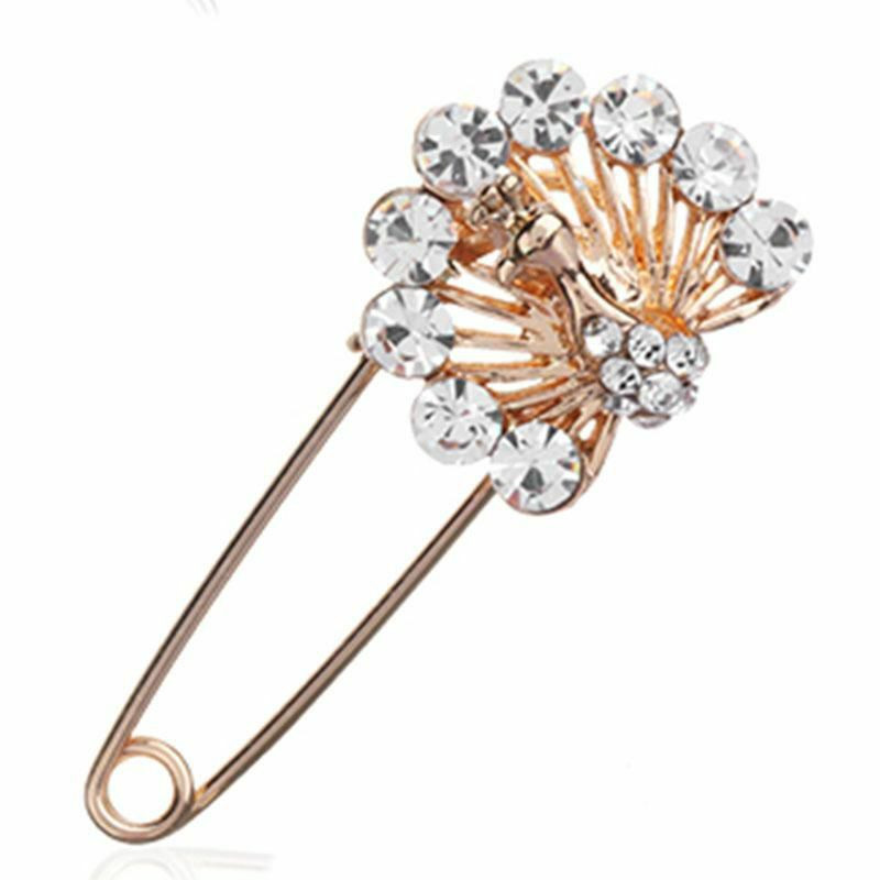 Pin Brooches Peacock Zvířecí zlato Plátěné Clear Rhinestone 4cm x 1.5cm 1 kus