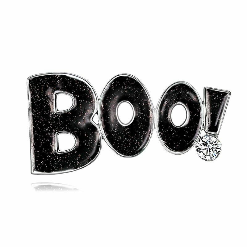 Halloween Pin Brože Zpráva "Boo "Black Clear Drahokamu 1 Kus