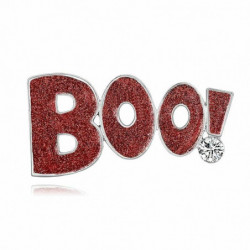 Halloween Pin Brože Zpráva "Boo "Hnědé Jasné Drahokamu 1 Kus