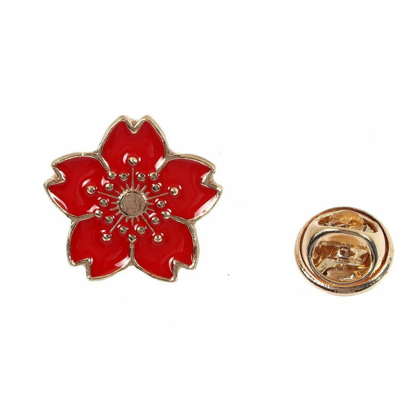 Pin Brože květ pozlacený smalt 20mm x 19mm 1 kus