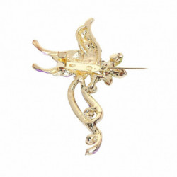 Pin Brože Light Golden Flying Bird Animal Purple & Green W / Clear drahokam 6.3 cm(2 4/8") x 4cm (1 5/8"), 1 kus