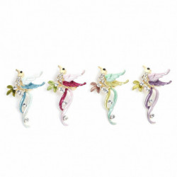 Pin Brože Light Golden Flying Bird Animal Purple & Green W / Clear drahokam 6.3 cm(2 4/8") x 4cm (1 5/8"), 1 kus