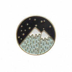 Pin Brože Round Mountain Black smalt 23mm x 23mm 1 kus