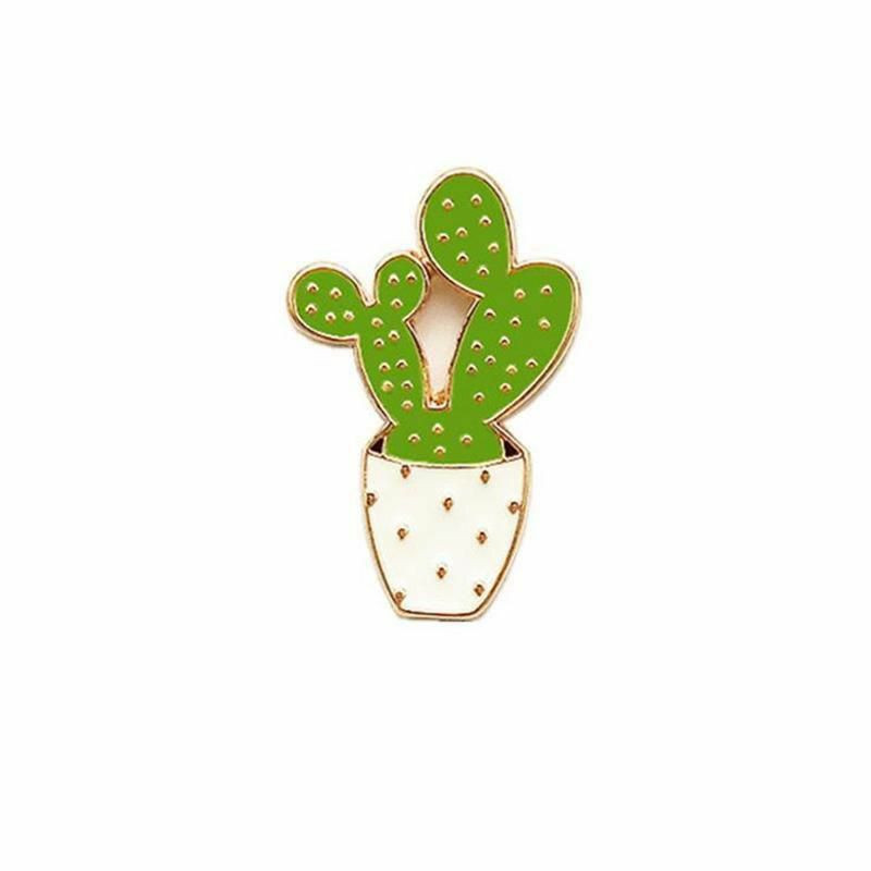 Pin Brože kaktus pozlacený bílý a zelený smalt 3 cm x 2 cm 1 kus