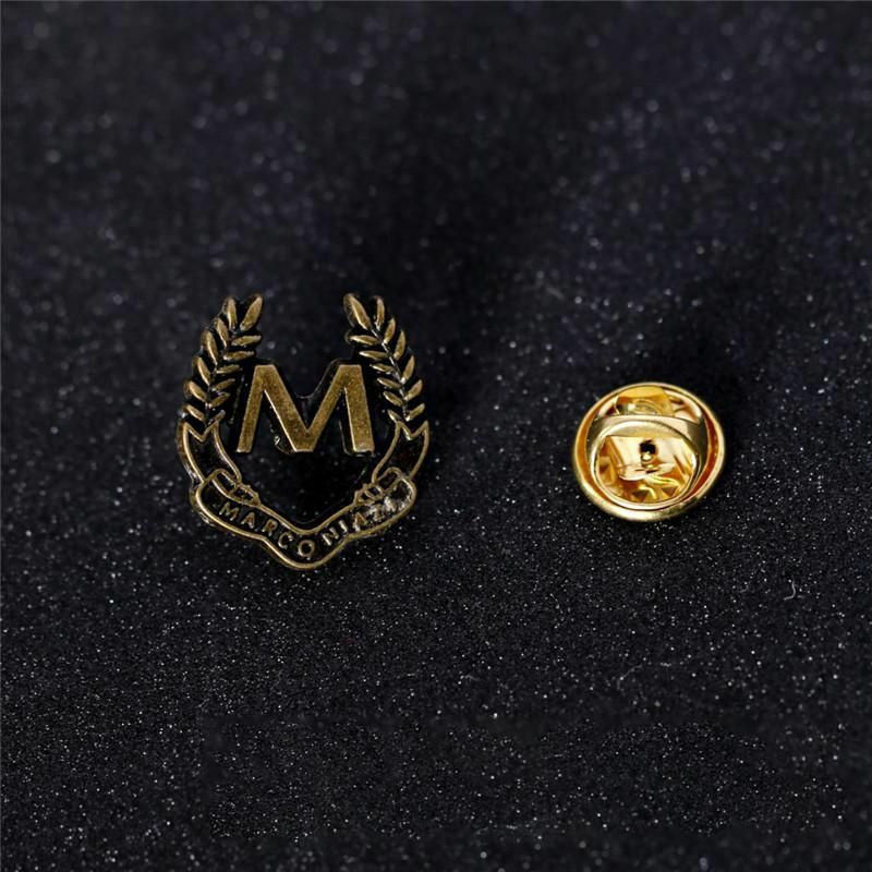 Pin Brože ucho pšenice počáteční Abeceda / velké písmeno zpráva "M "starožitný bronz 20mm x 18mm 1 kus