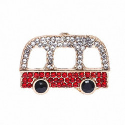 Pin Brože Anglie dvoupatrový autobus pozlacené Clear & Red drahokamu 22mm x 14mm 1 kus